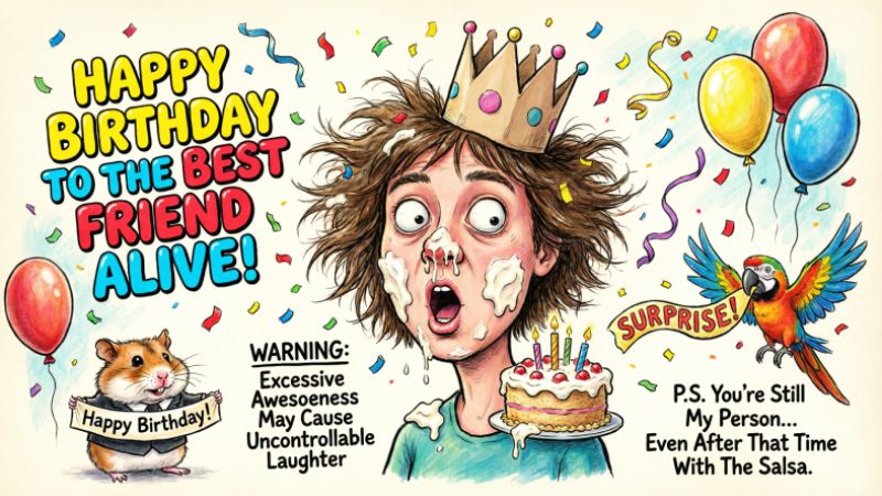 Funny Best Friend Happy Birthday Images to Crack Them Up