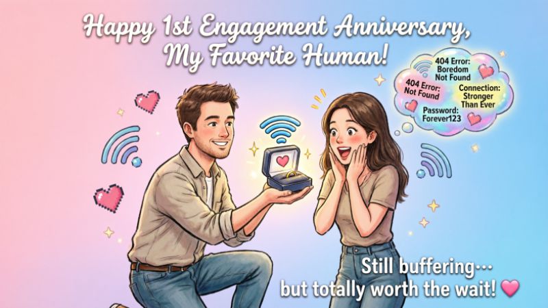Funny Engagement Anniversary Wishes to Husband